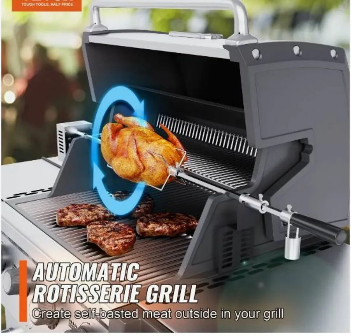 Universal Grill Rotisserie Kit BBQ Roaster - Image 2