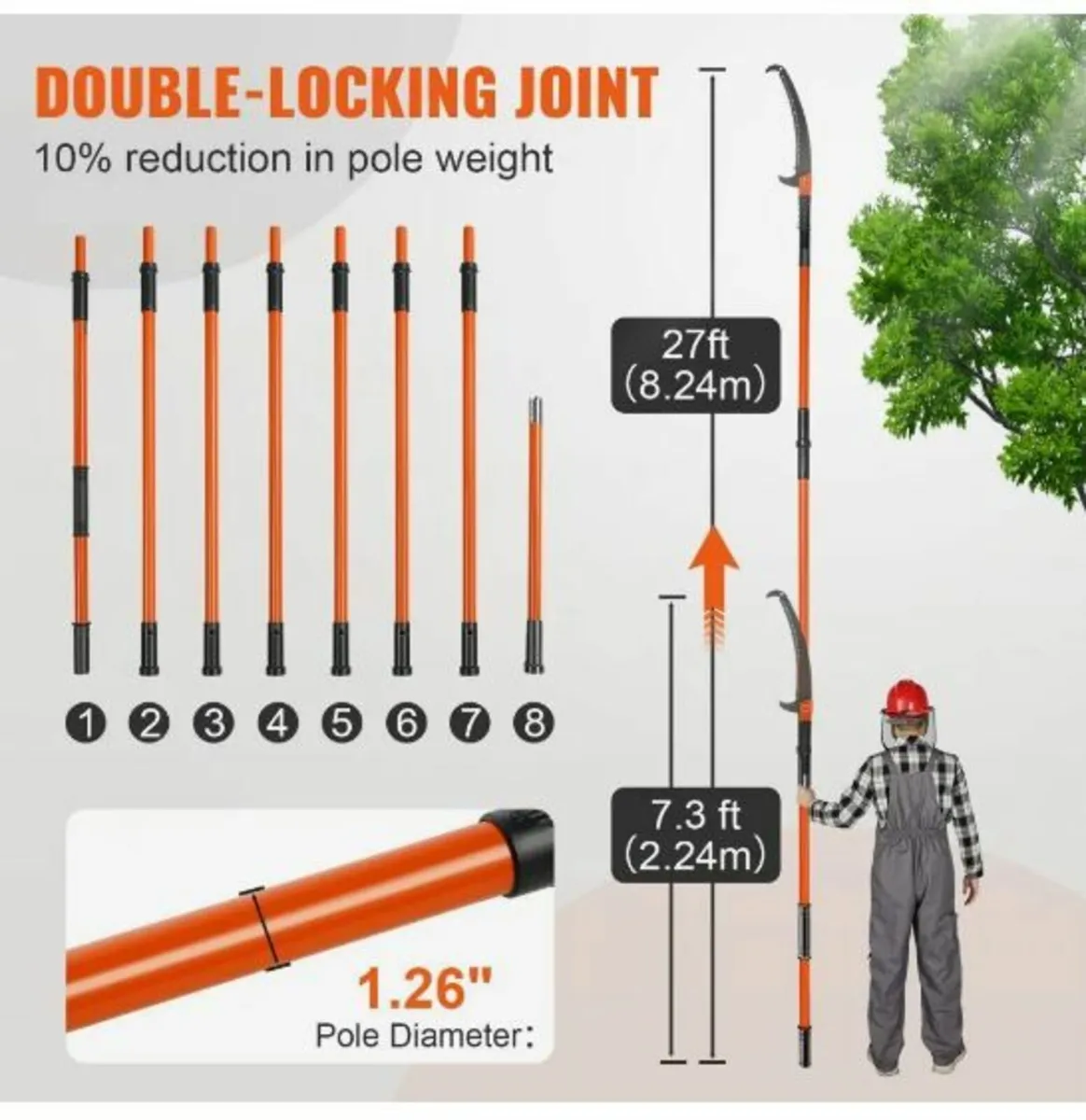 Manual Pole Saw, 7.3-27 ft Extendable - Image 4