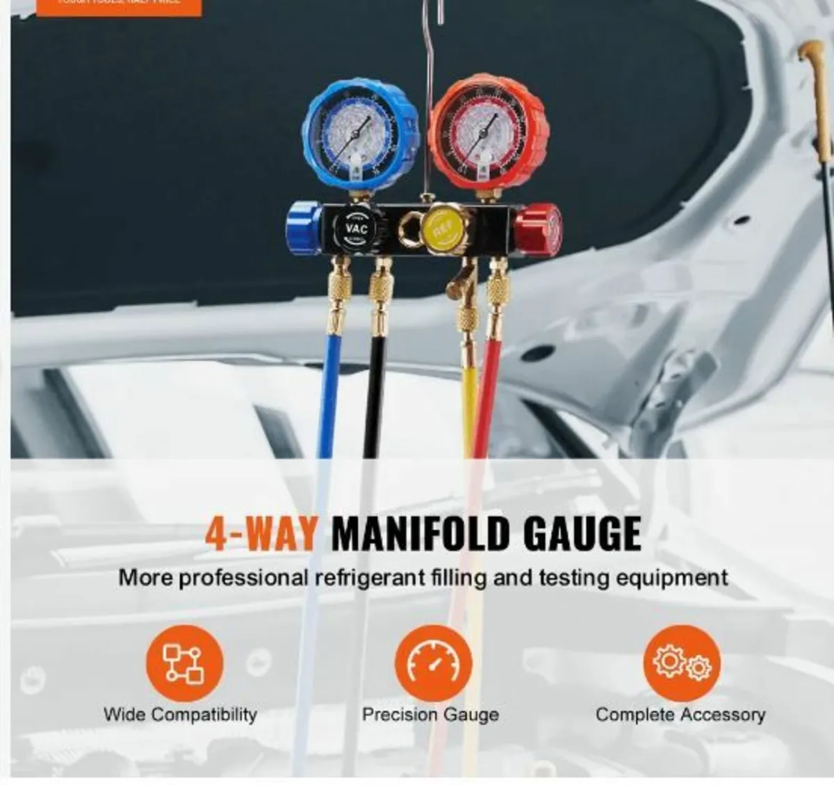 4 Way AC Gauge - AC Manifold Gauge Set - Image 2