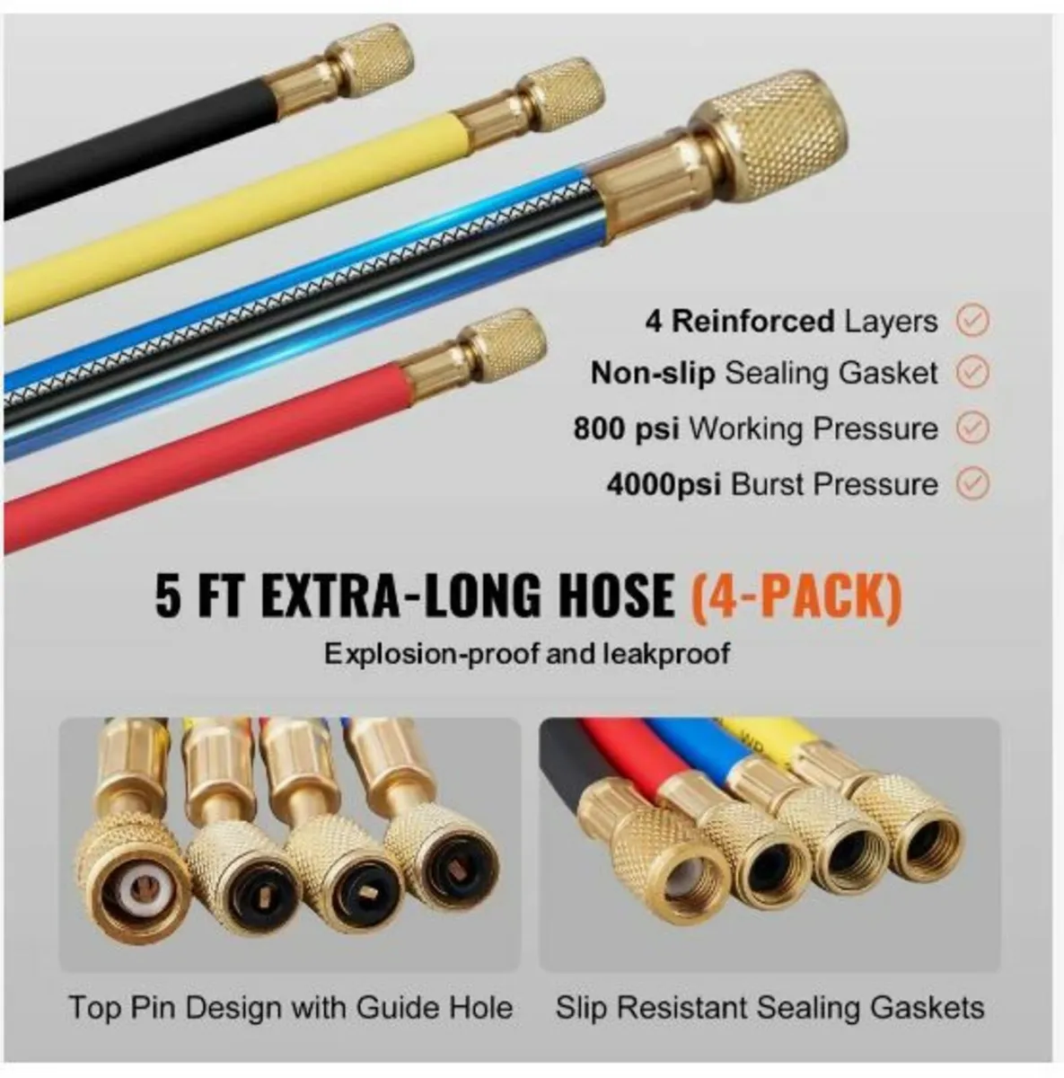 4 Way AC Gauge - AC Manifold Gauge Set - Image 4