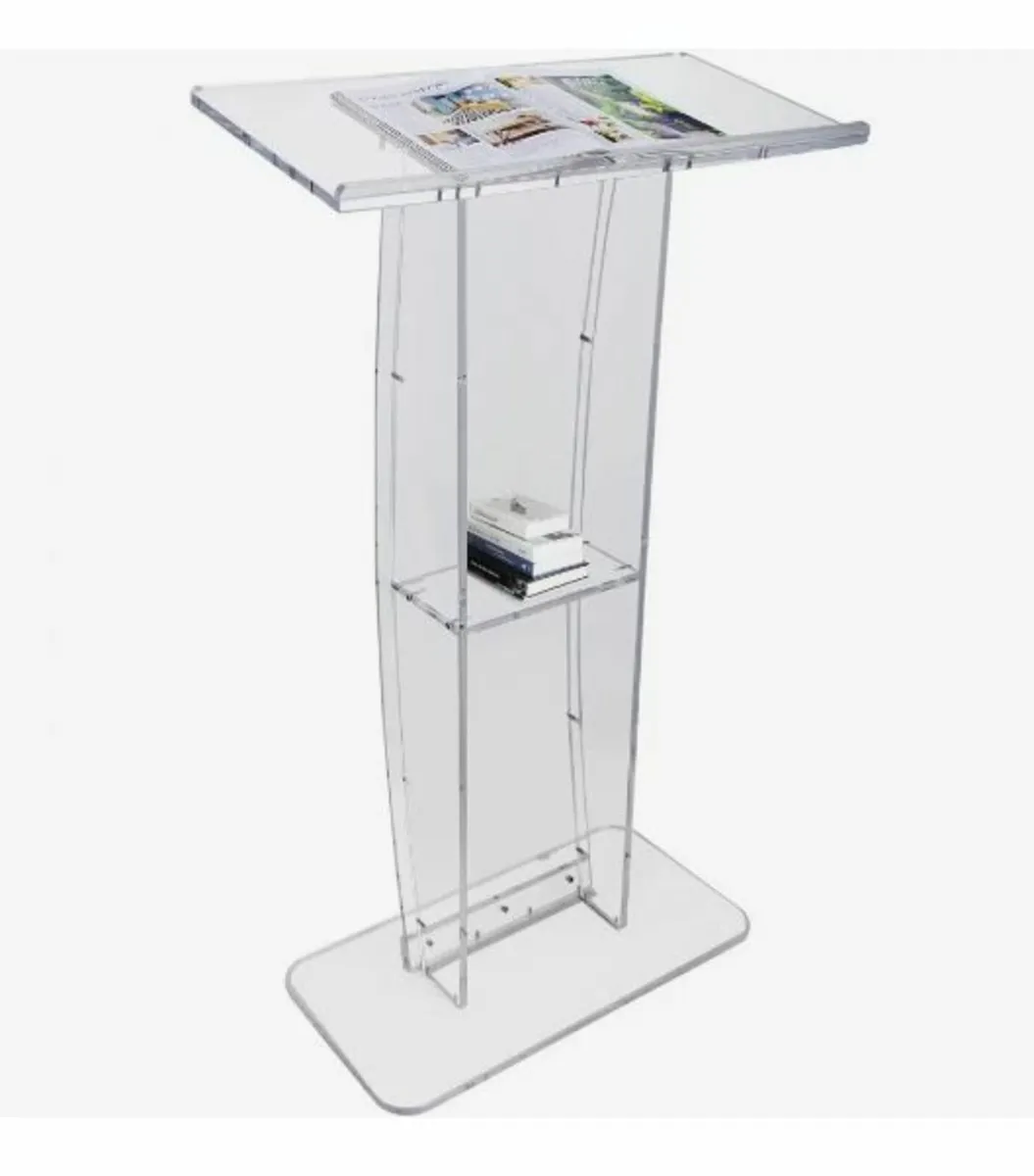 Acrylic Podium, 47" Tall, Clear Acrylic - Image 1