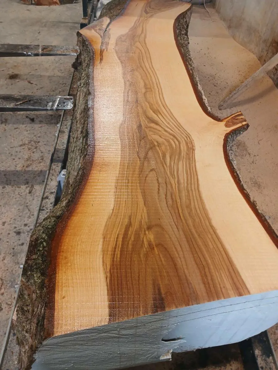 Live edge fresh cut oak slabs kitchen table - Image 2