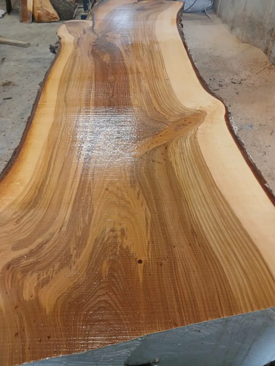 Live edge fresh cut oak slabs kitchen table - Image 3