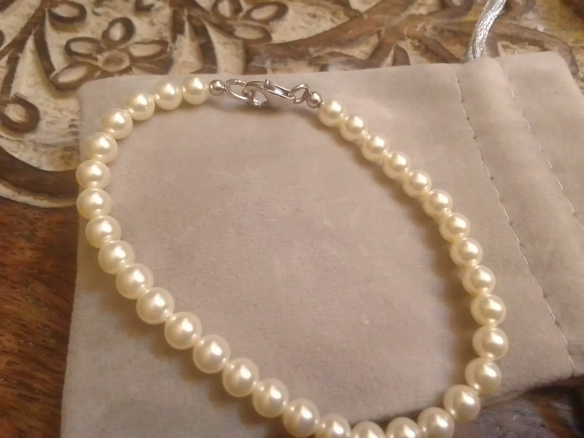 STERLING SILVER PEARL BRACELET 7.5 NEW - Image 3