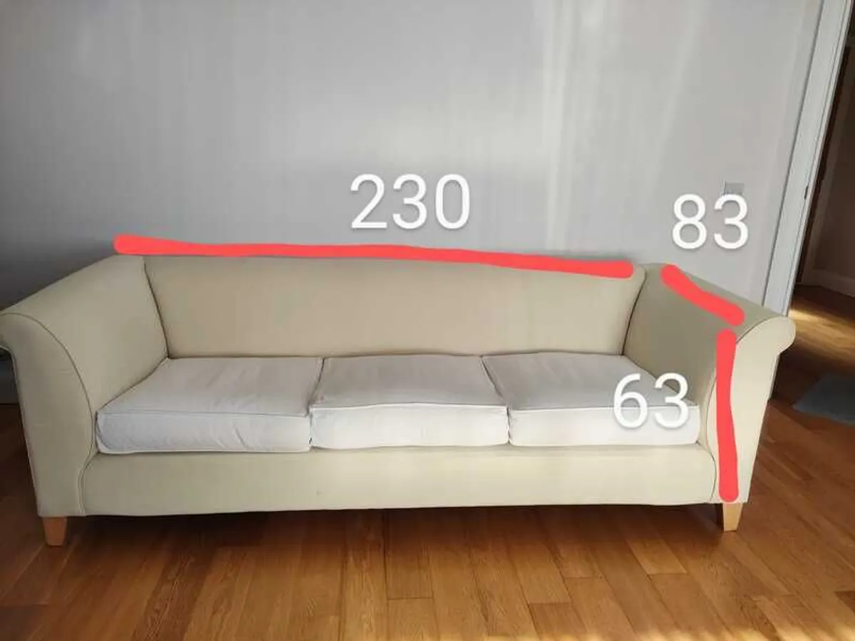 3 Seat Sofa - Cream - Image 4