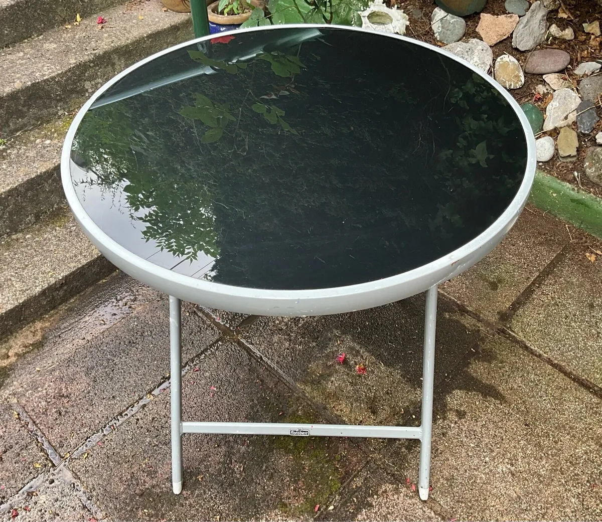 FLORABEST’Foldaway Garden Table-Tempered Glass Top - Image 1