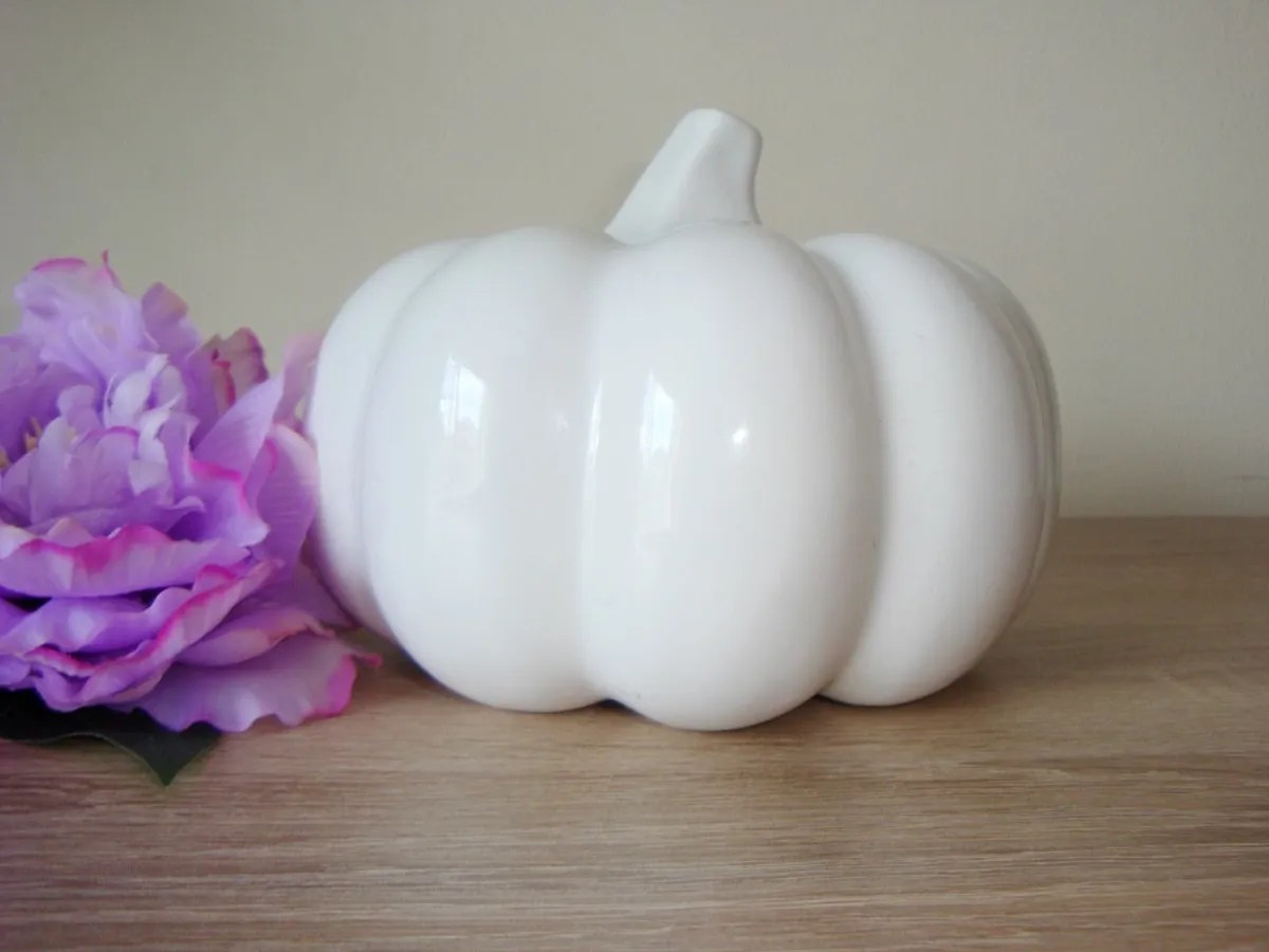 TWO large ceramic white pumpkins - Image 4