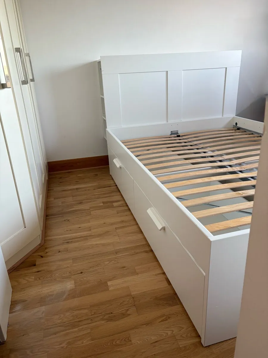 Ikea Brimnes Double Bed White, with storage - Image 2