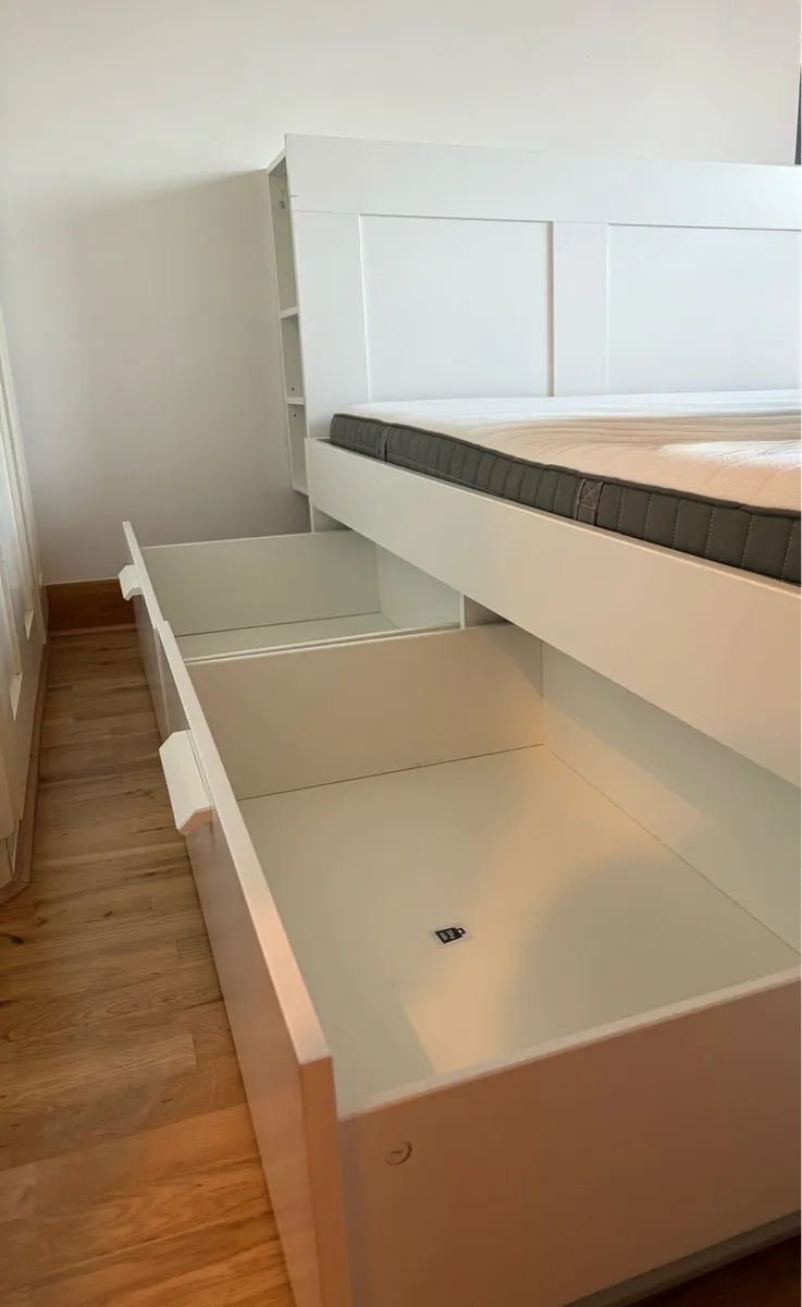 Ikea Brimnes Double Bed White, with storage - Image 3