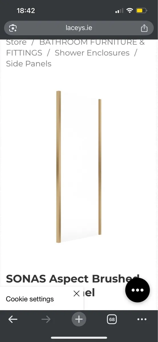 Sonas Aspect 8mm Side Panel 1000mm Brushed Gold - Image 2