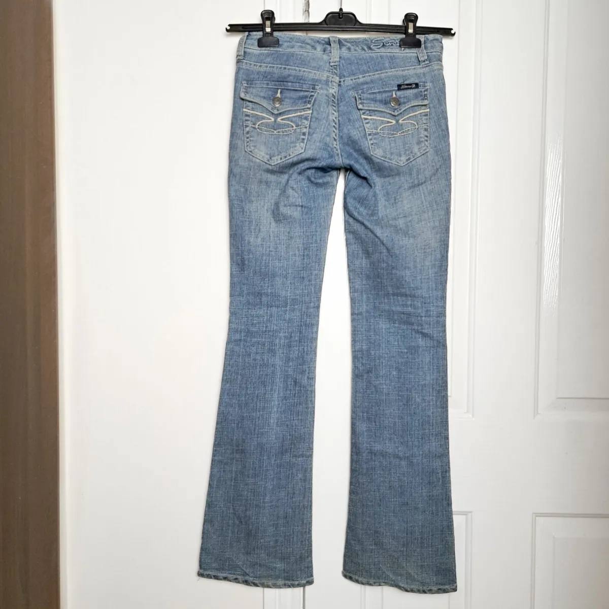 Seven7 Light Blue Washed Low Rise Bootcut Jeans 25 - Image 2