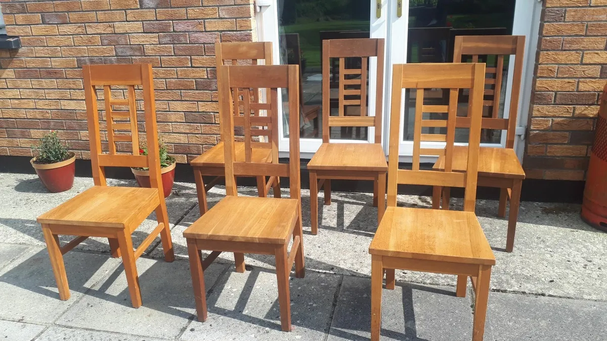 Scandinavian Solid Oak Kitchen Chairs  - Six - Image 1