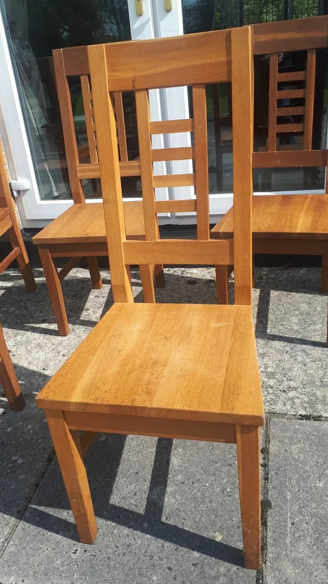 Scandinavian Solid Oak Kitchen Chairs  - Six - Image 2