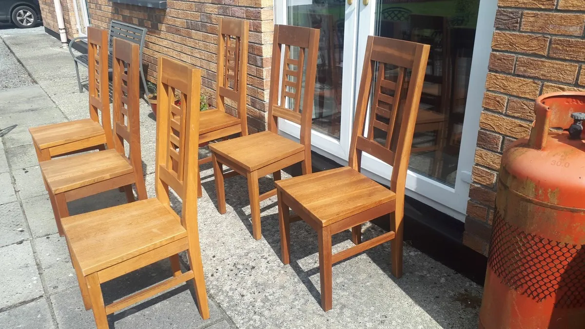 Scandinavian Solid Oak Kitchen Chairs  - Six - Image 3