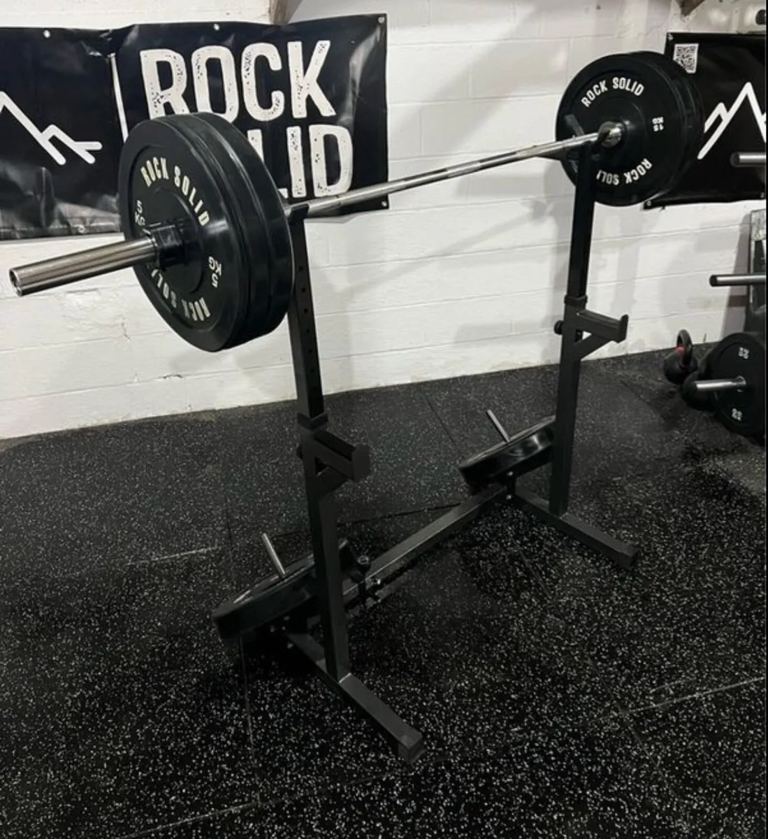 Home gym bundle (squat rack, barbell, weights) - Image 1