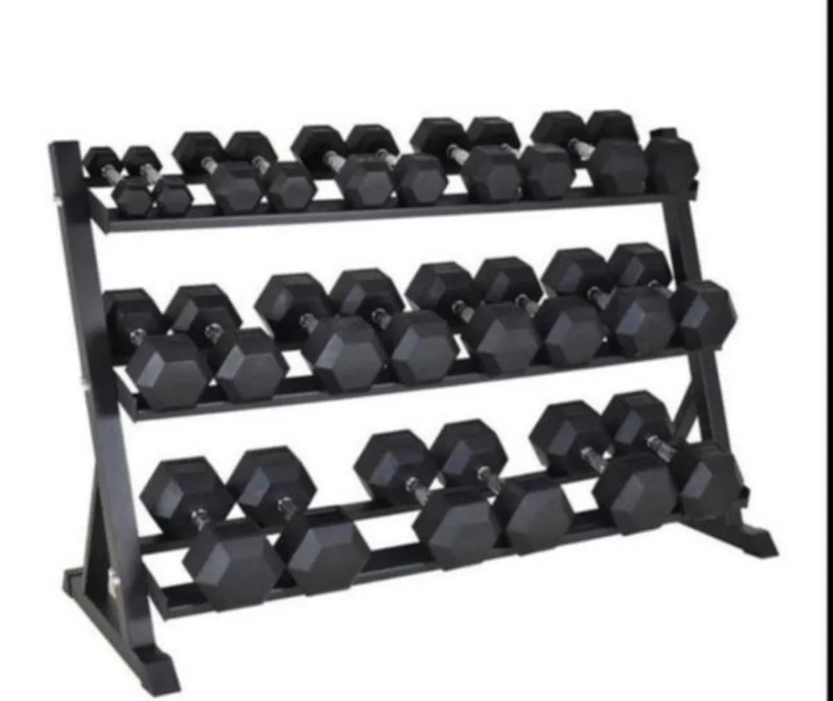 Hex Dumbbells 2.5kg - 25kg + 3 tier storage (new) - Image 1