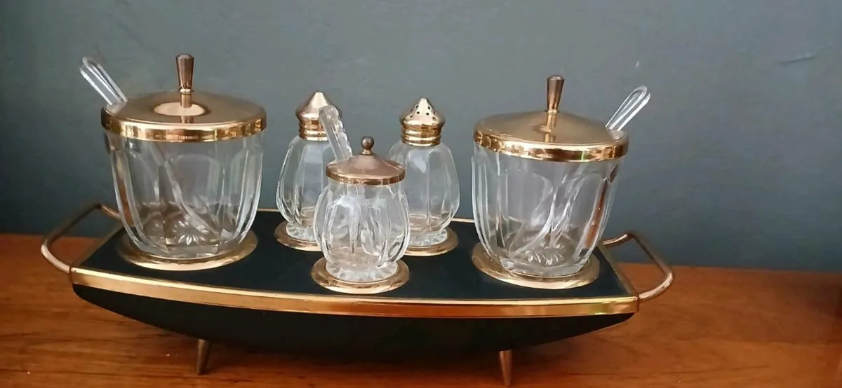 Mid-century Condiment Set On Stand - Image 2