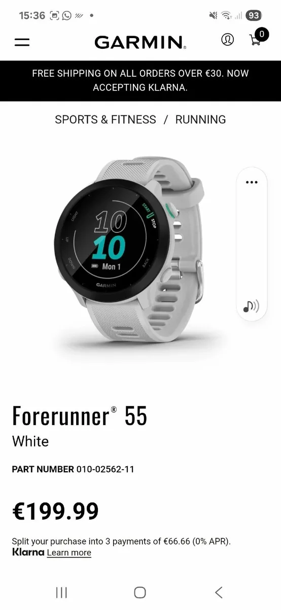 GARMIN FORERUNNER 55 WATCH - Image 1