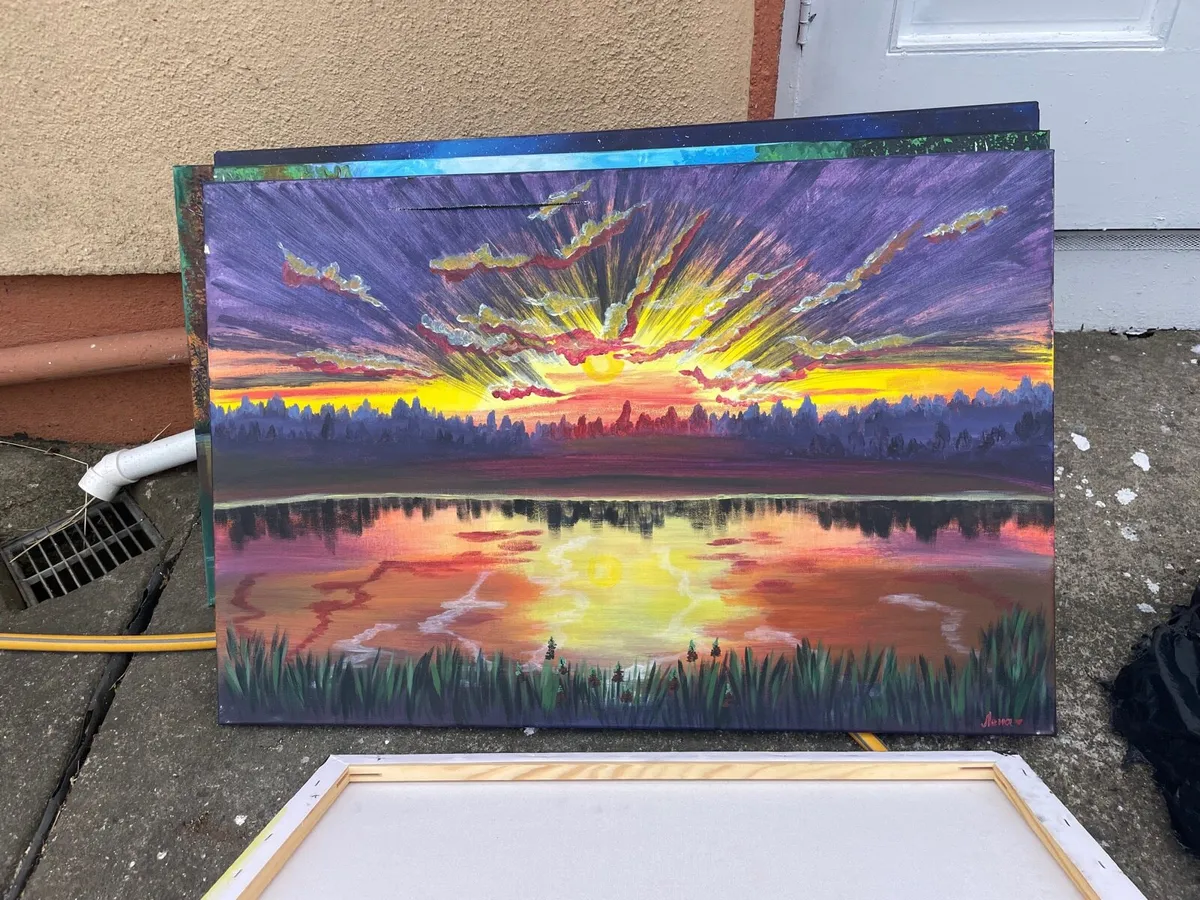 7 canvas hand painted. Paintings - Image 1