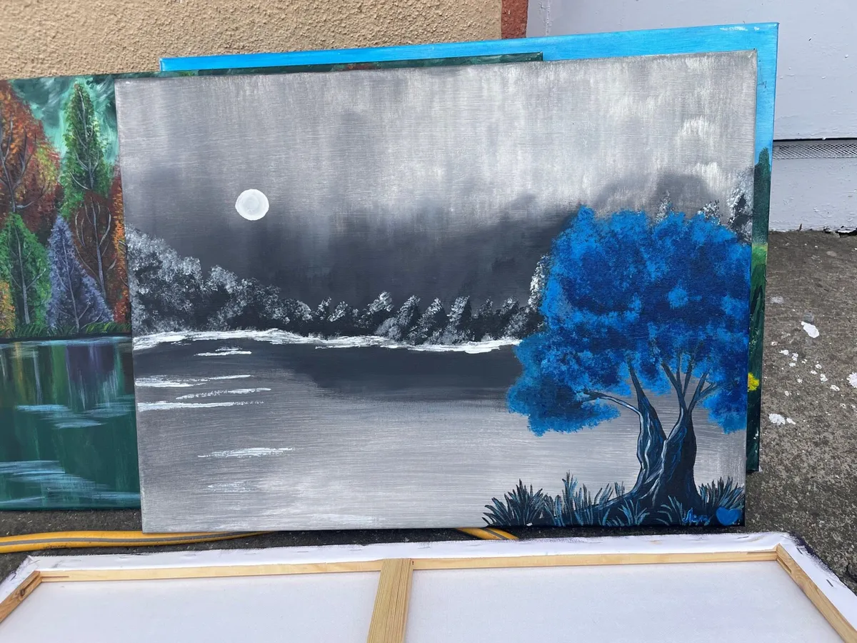 7 canvas hand painted. Paintings - Image 2