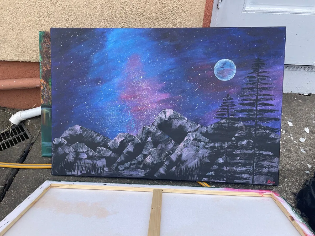 7 canvas hand painted. Paintings - Image 4