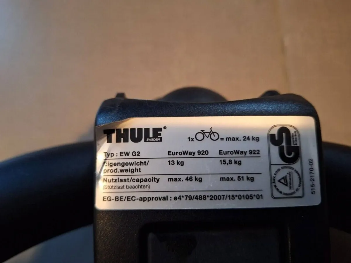 Thule EuroWay G2 922 Bike Rack 3 Bikes - Image 4