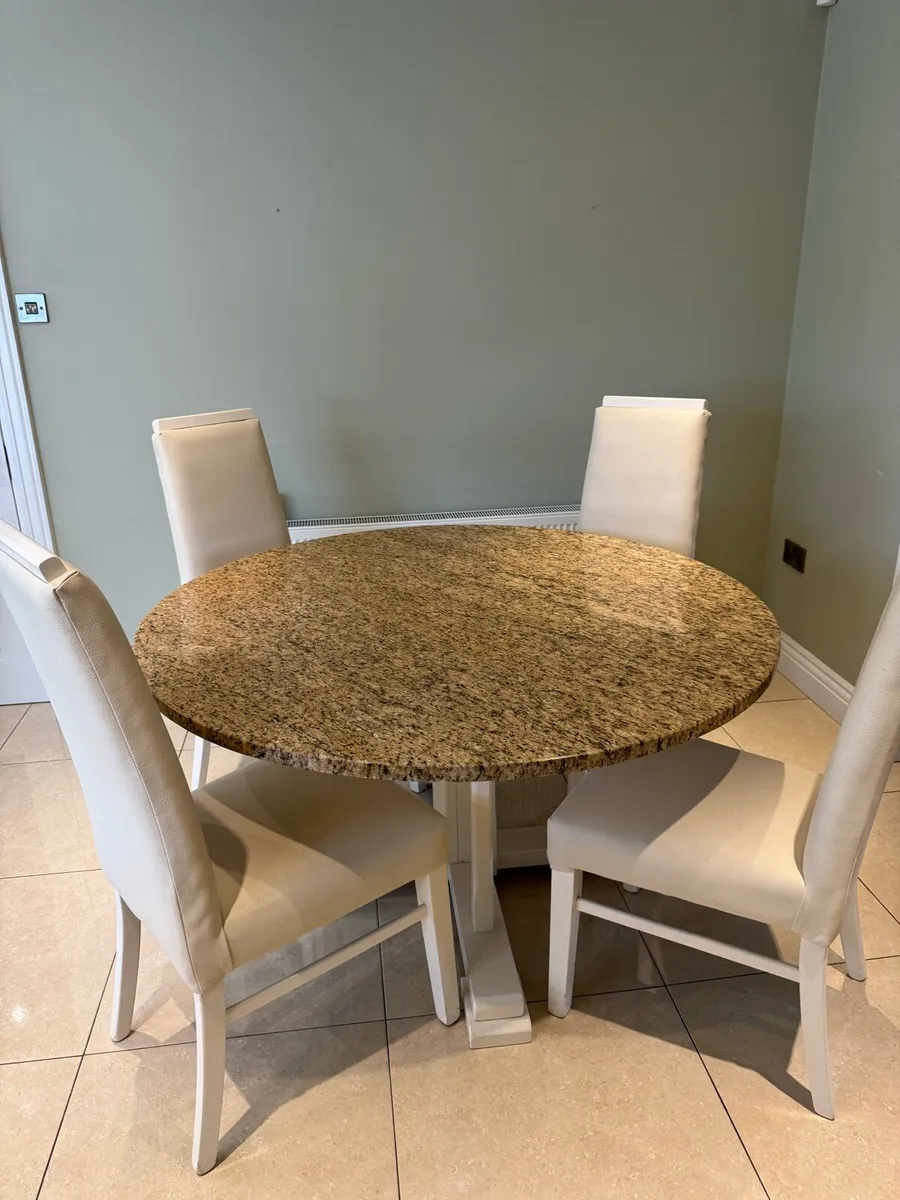 wood& granite table & matching chairs and stools - Image 3