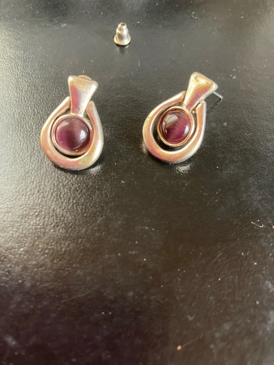 KC designer earrings with purple stones - Image 1