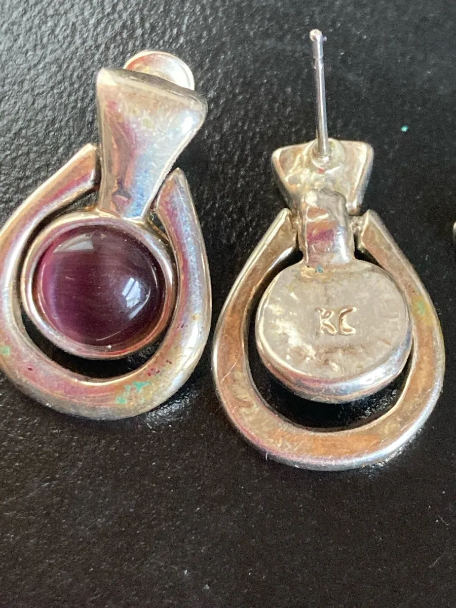 KC designer earrings with purple stones - Image 2