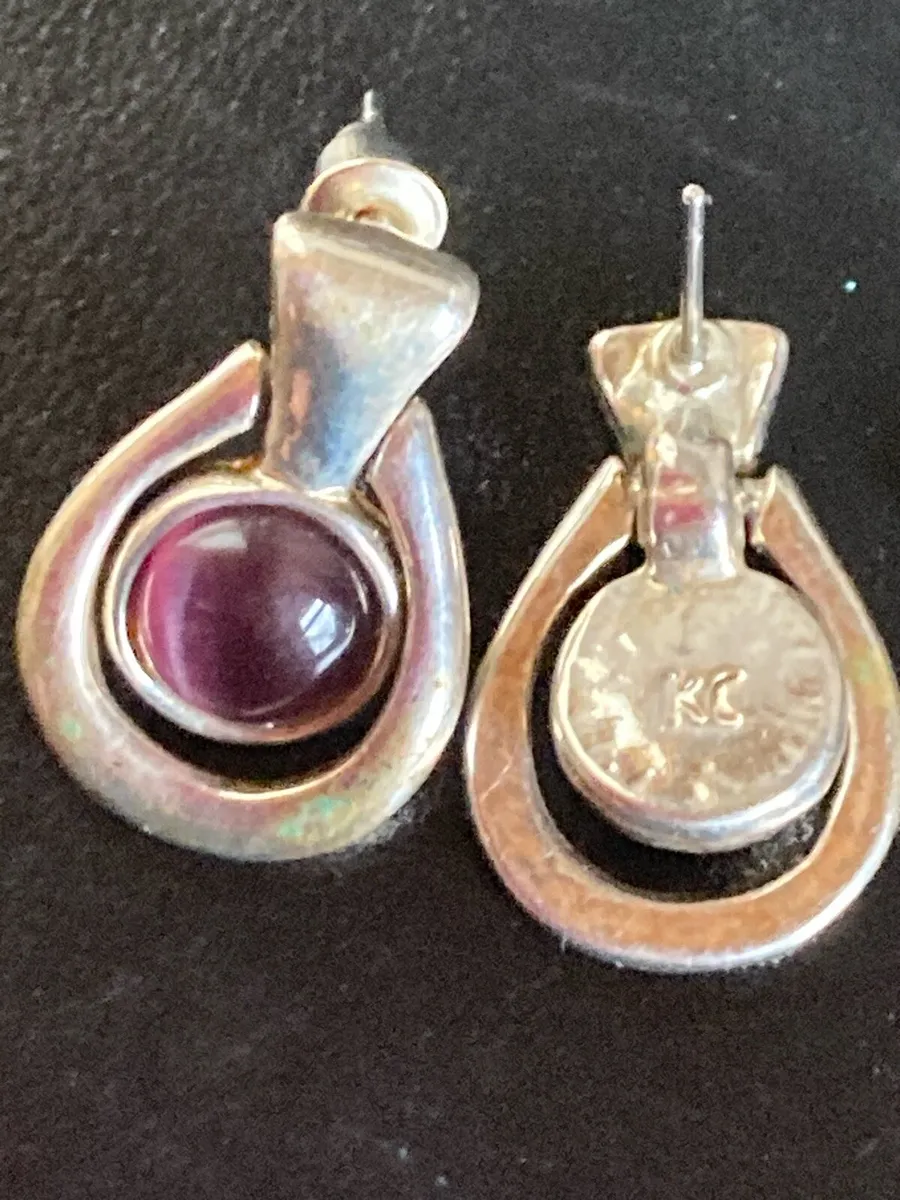 KC designer earrings with purple stones - Image 3