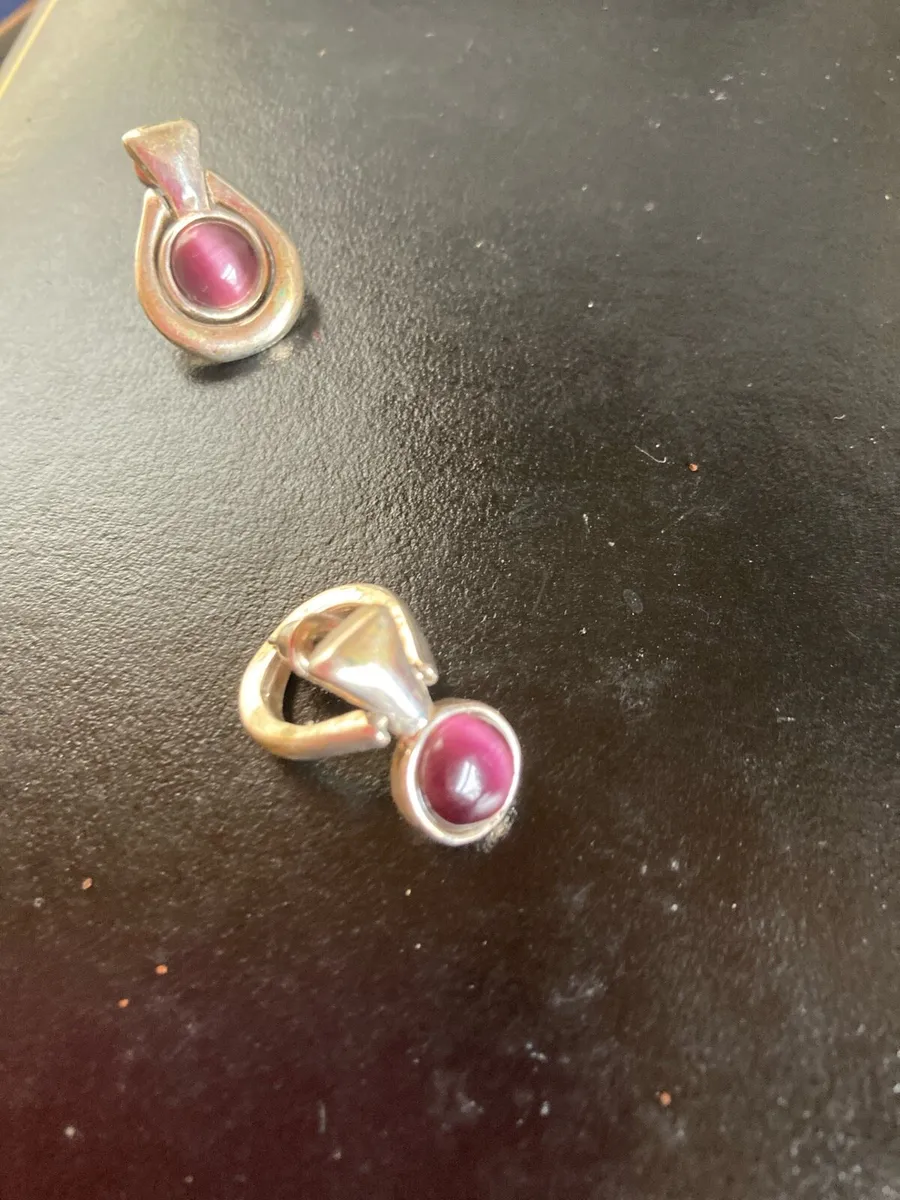 KC designer earrings with purple stones - Image 4