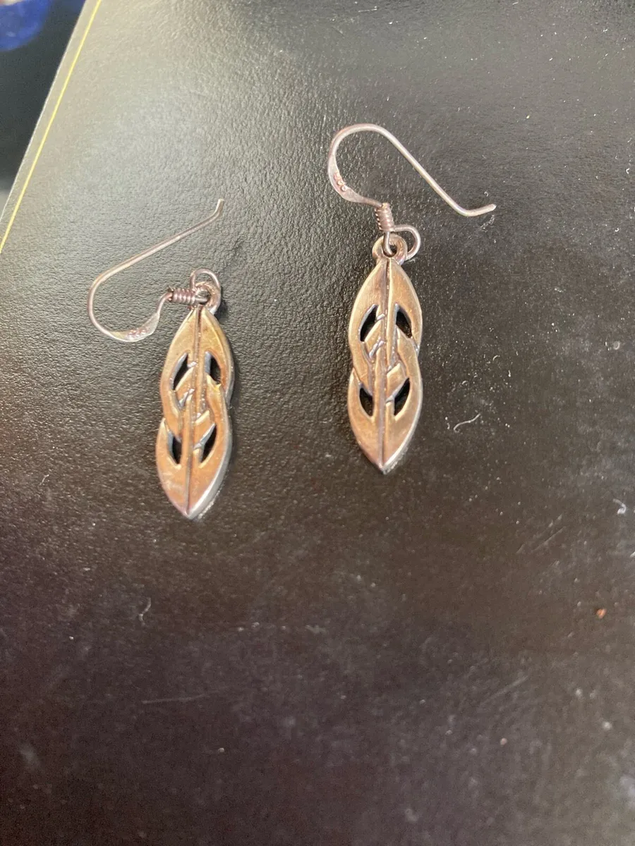 Celtic silver drop earrings - Image 2