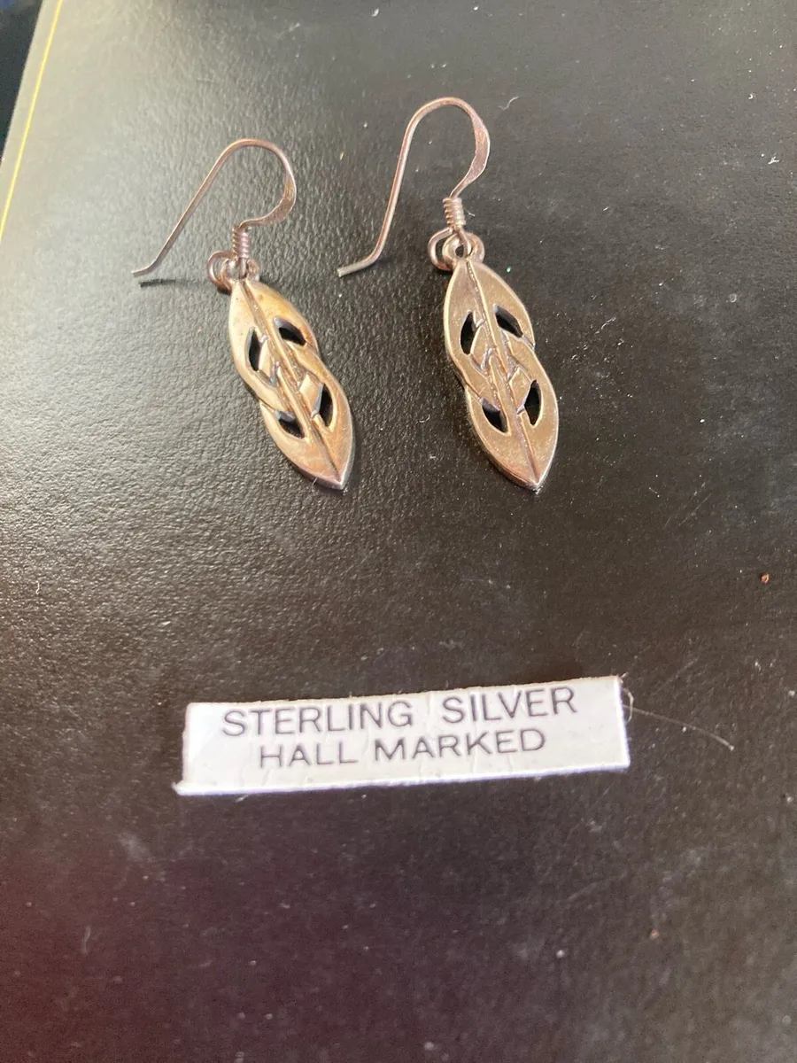 Celtic silver drop earrings - Image 1