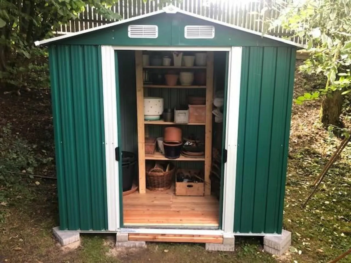 Metal Tool Shed Garden Shed Pitched Roof Metal Bas - Image 3