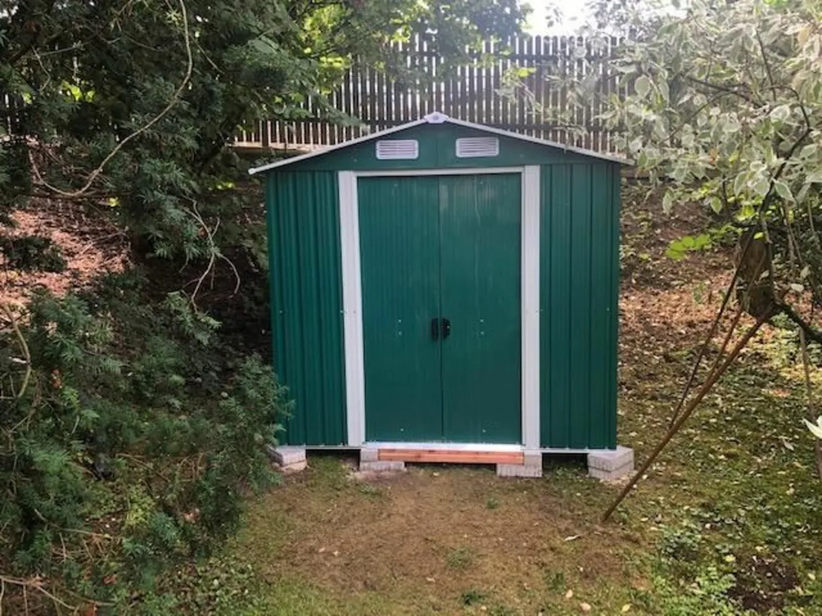 Metal Tool Shed Garden Shed Pitched Roof Metal Bas - Image 4