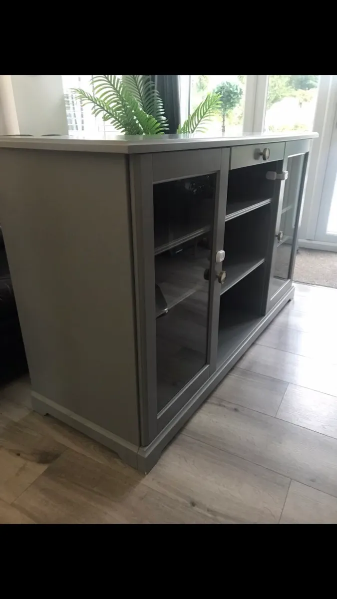 Grey sideboard with glass doors - Image 1