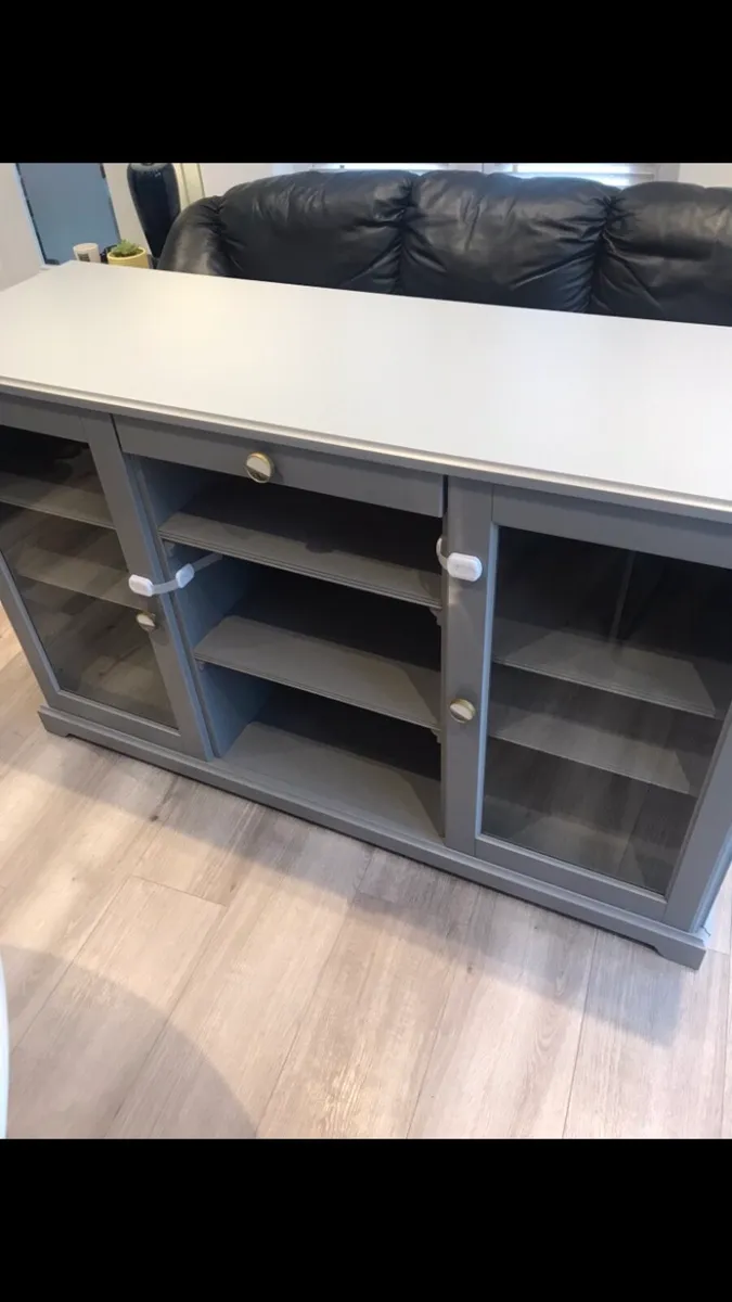 Grey sideboard with glass doors - Image 2