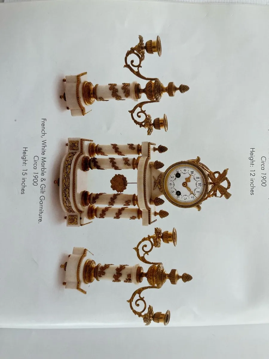 Carriage Clock with pair of candelabras - Image 1