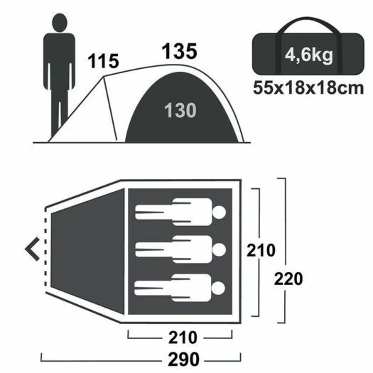 3 Person Dome Tent Window Stem Ventilation Waterpr - Image 3