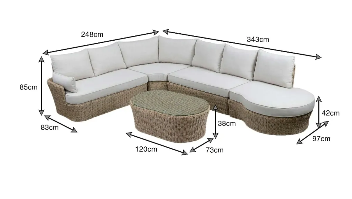 Saint Tropez Outdoor Corner Sofa w/ Chaise Lounge - Image 3