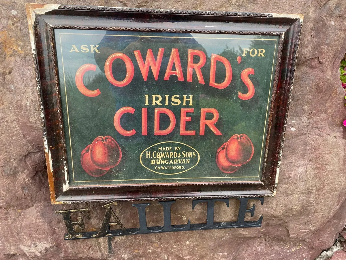 Old pub print in frame Cowards cider - Image 1