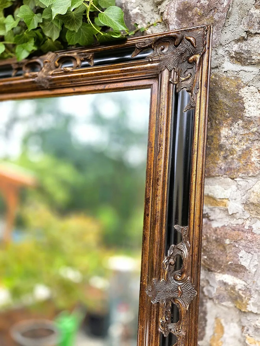 Large French Ebonised & Gilt Mirror - Image 2