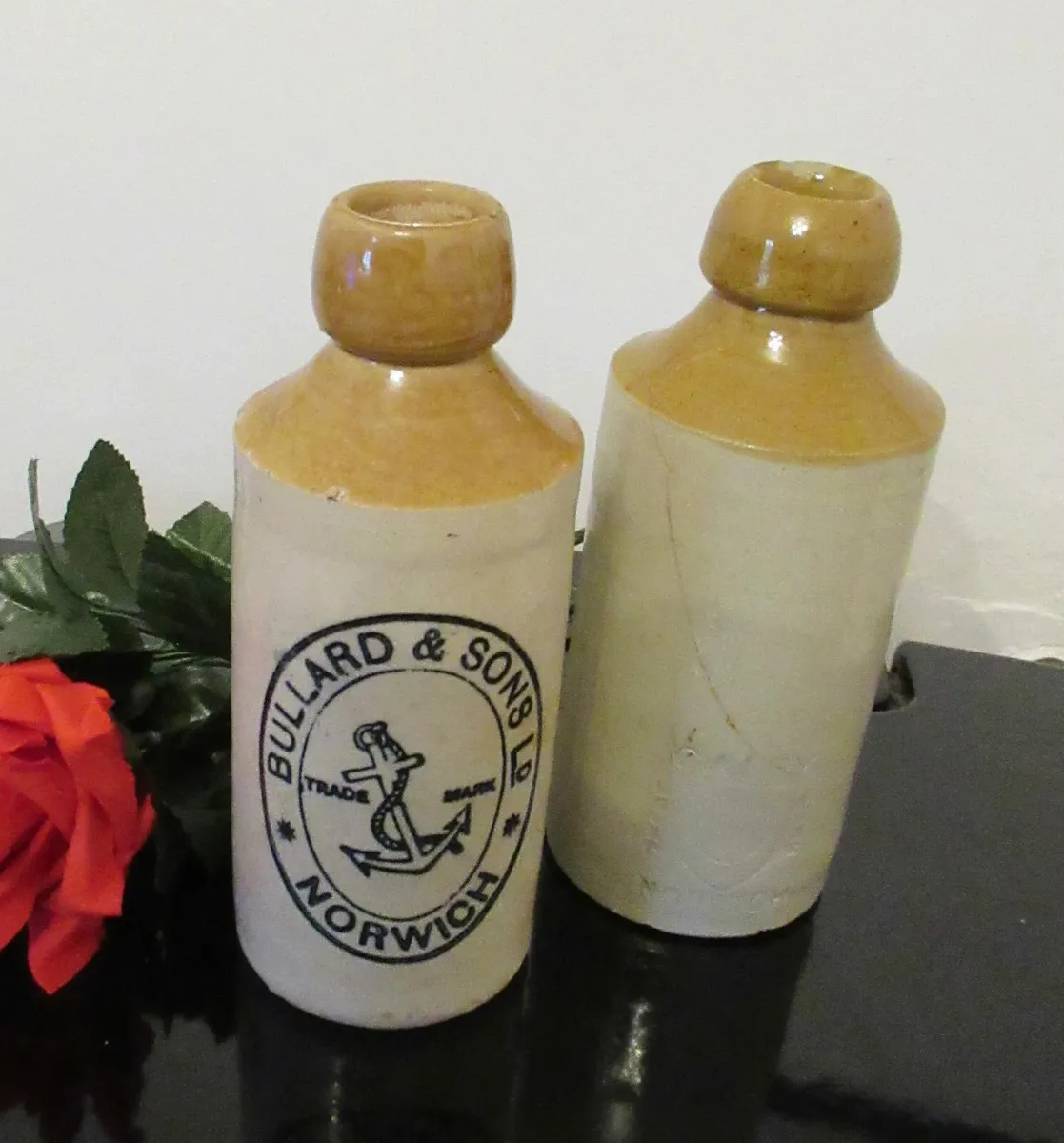 ANTIQUE cottage  earthenware BOTTLE ANCHOR flagon - Image 1