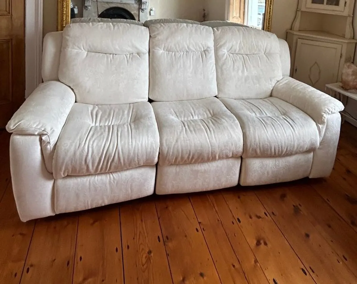 EZ Living 3- Seater Sofa - Soft Cream Upholstery. - Image 1