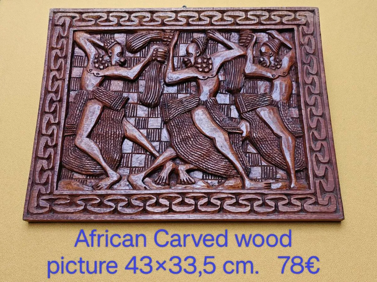 African Carved wood picture, wall decoration