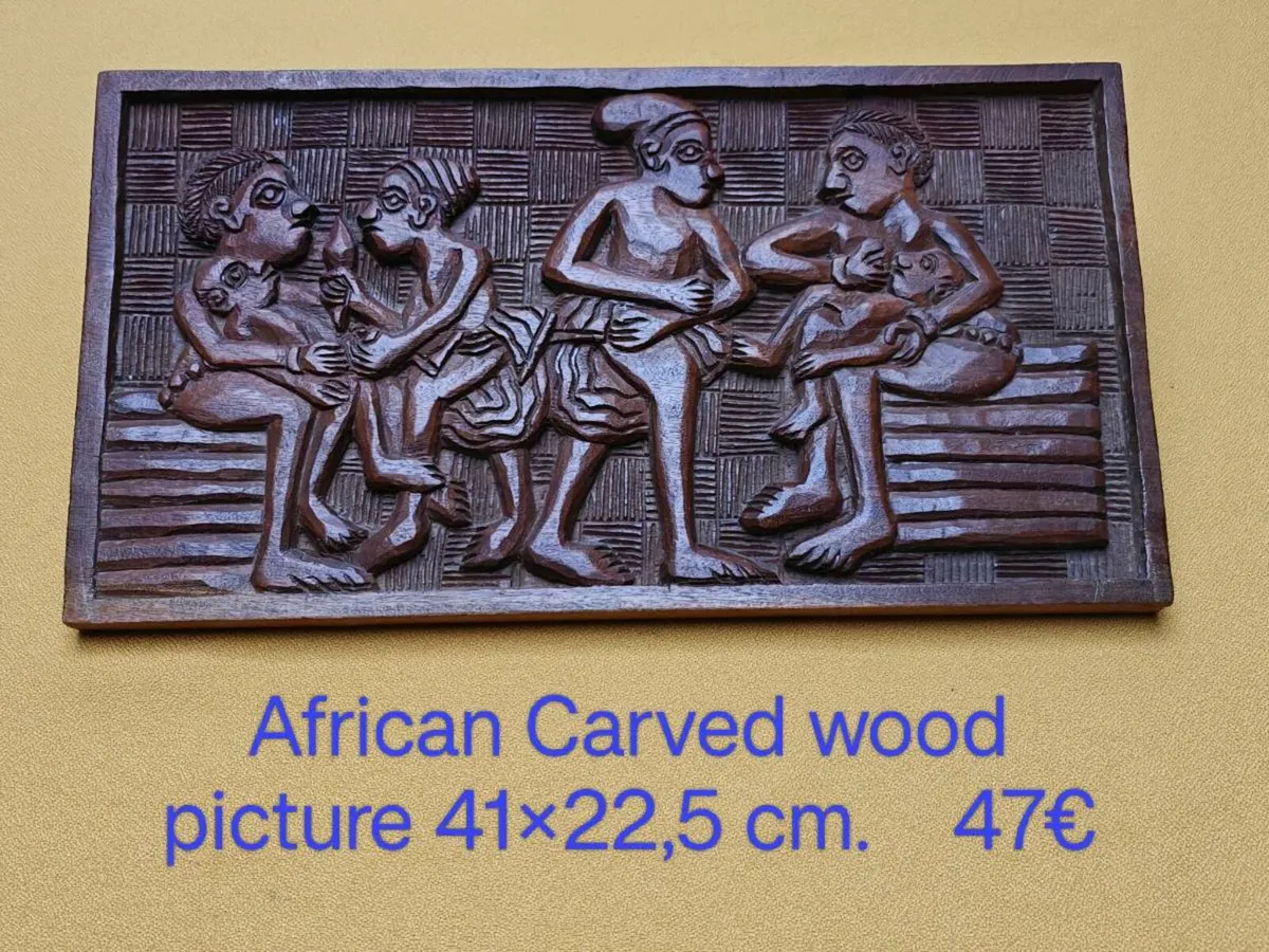 African Carved wood picture, wall decoration