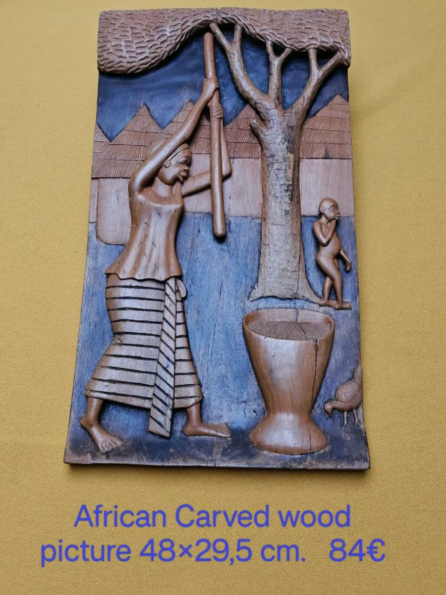 African Carved wood picture, wall decoration