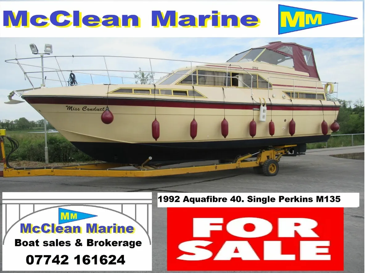 1992 Aquafibre 40 aft cabin. Single Diesel. - Image 1