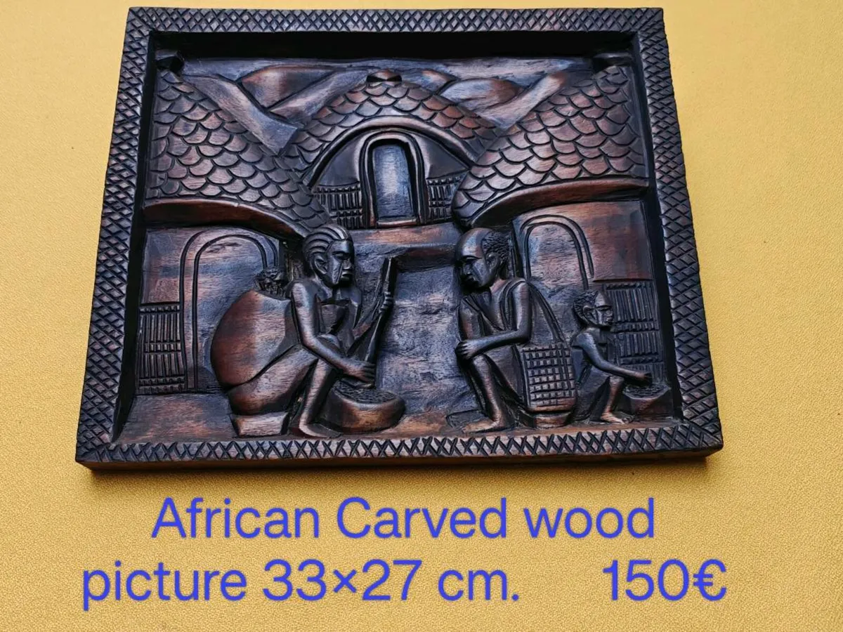 African Carved wood picture, wall decoration