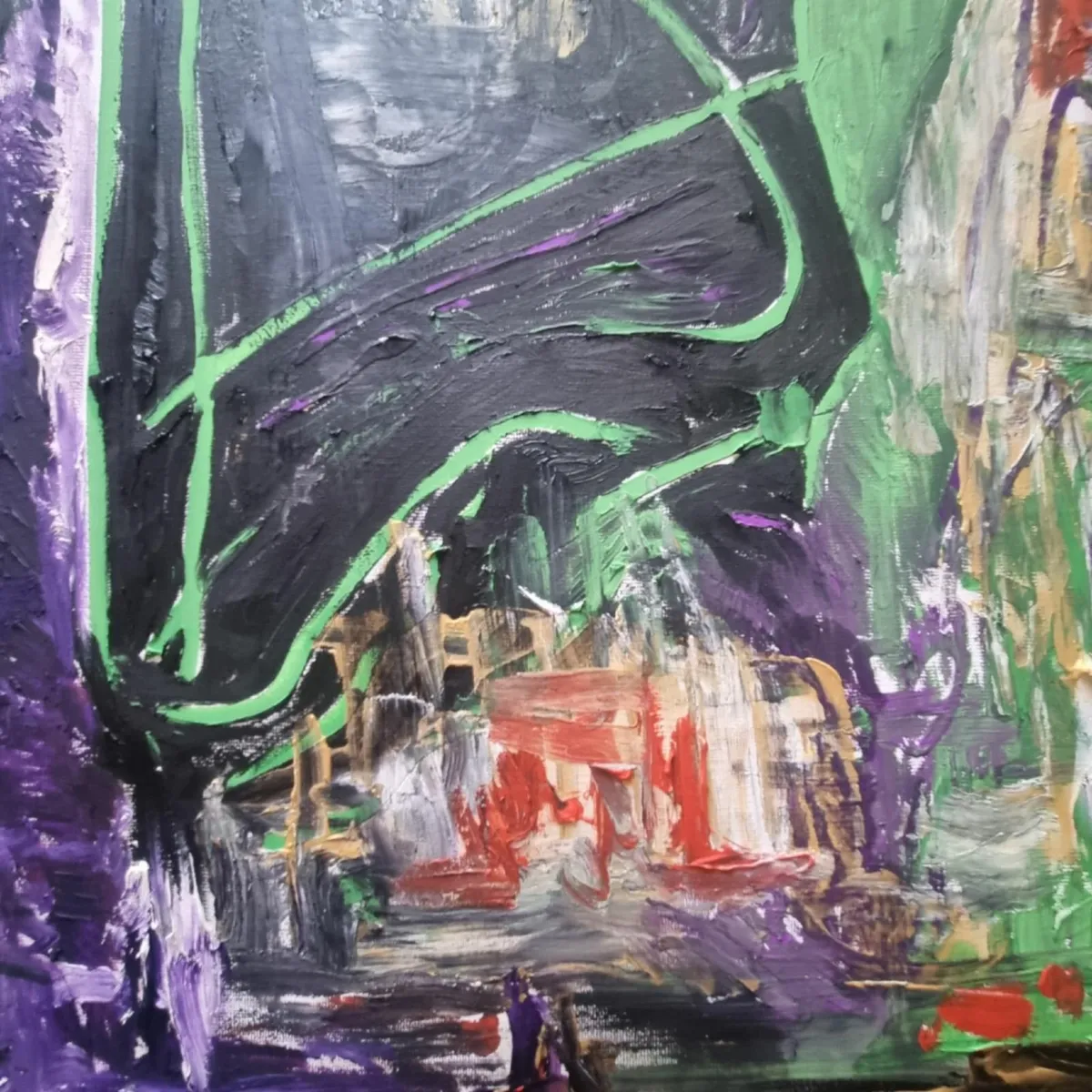 Original Oil Painting Canvas Signed Abstract Art - Image 4